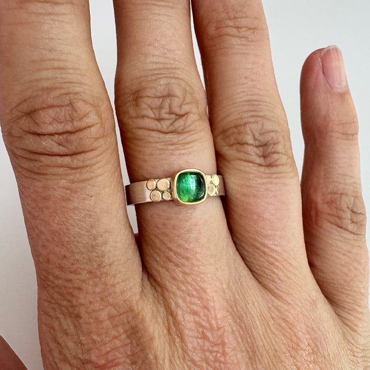 Bright Green Tourmaline Aura Ring