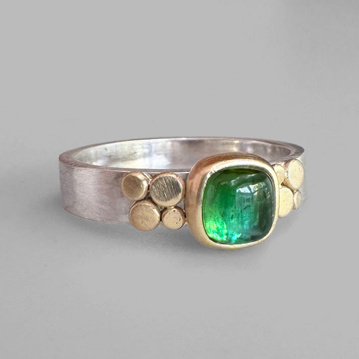 Bright Green Tourmaline Aura Ring