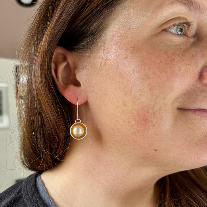 Cora Earrings with Peach Pearls