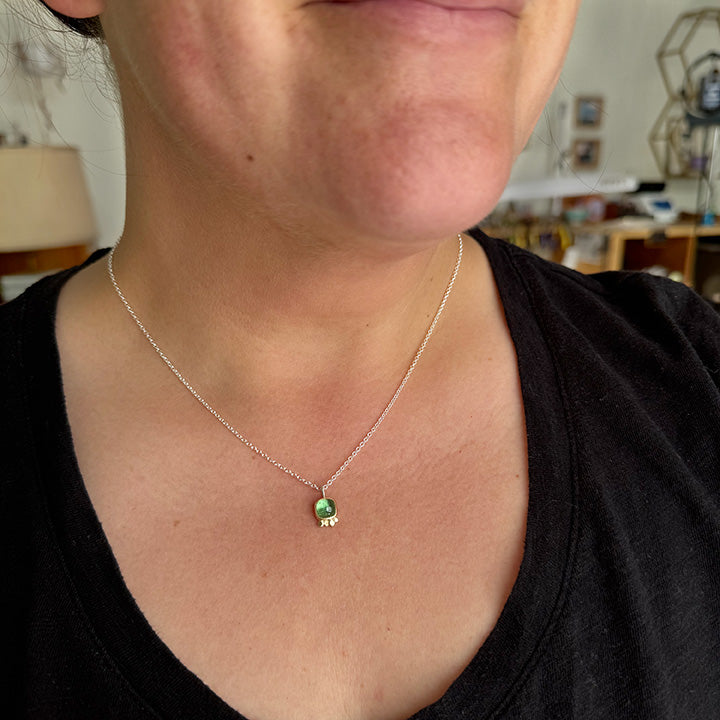 Sea Glass Green Tourmaline Aura Necklace
