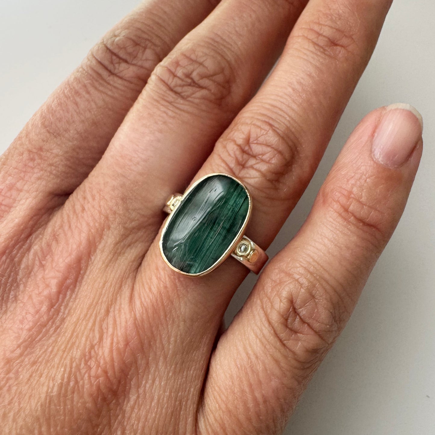 Green Tourmaline Aura Ring