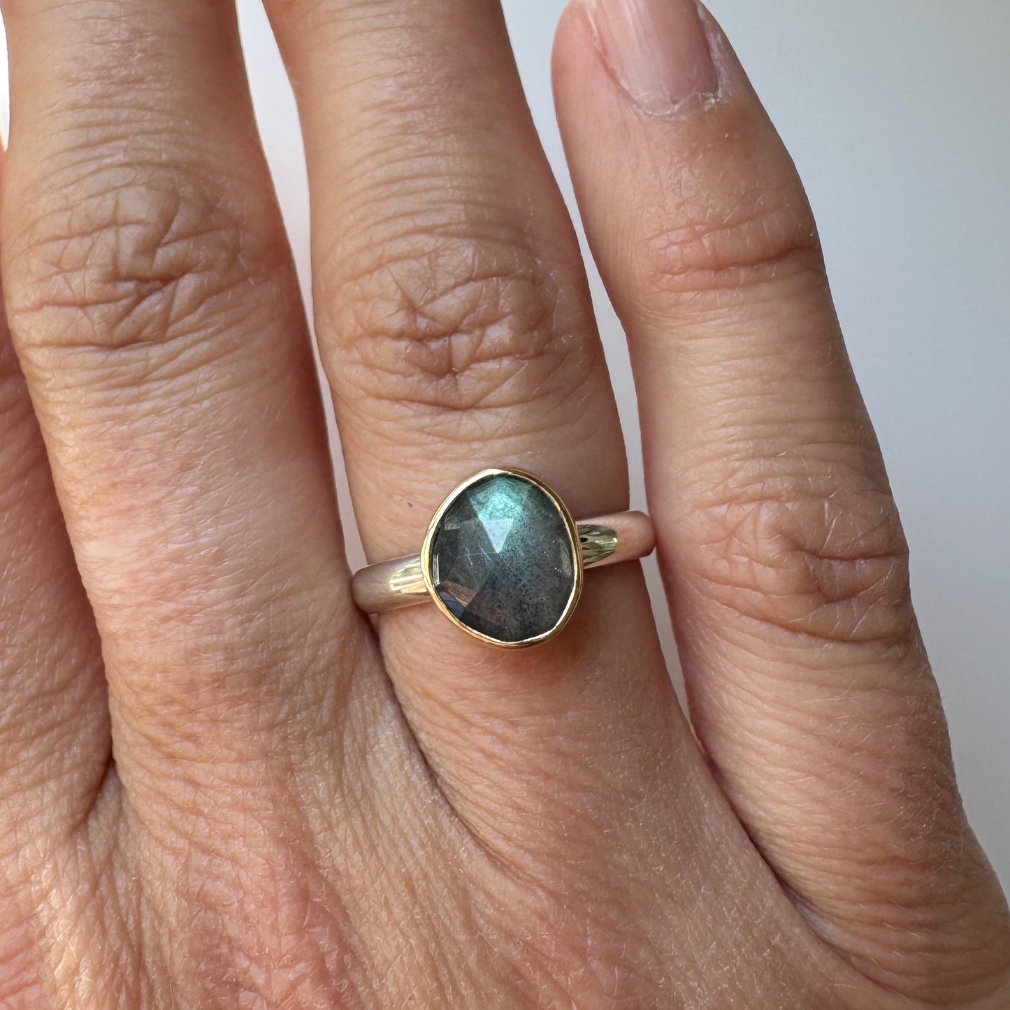 Blue Green Labradorite Ring