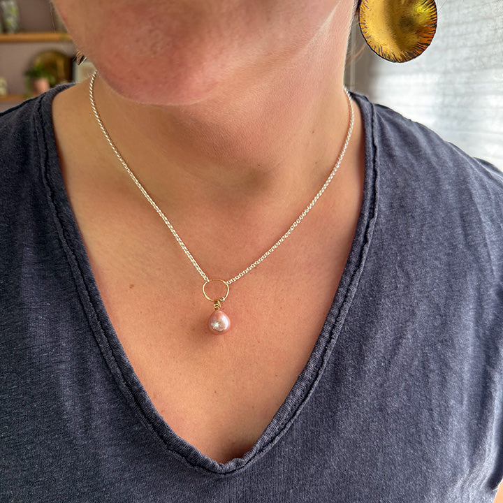 Luna Choker with Purple Pearl and Champagne Diamond