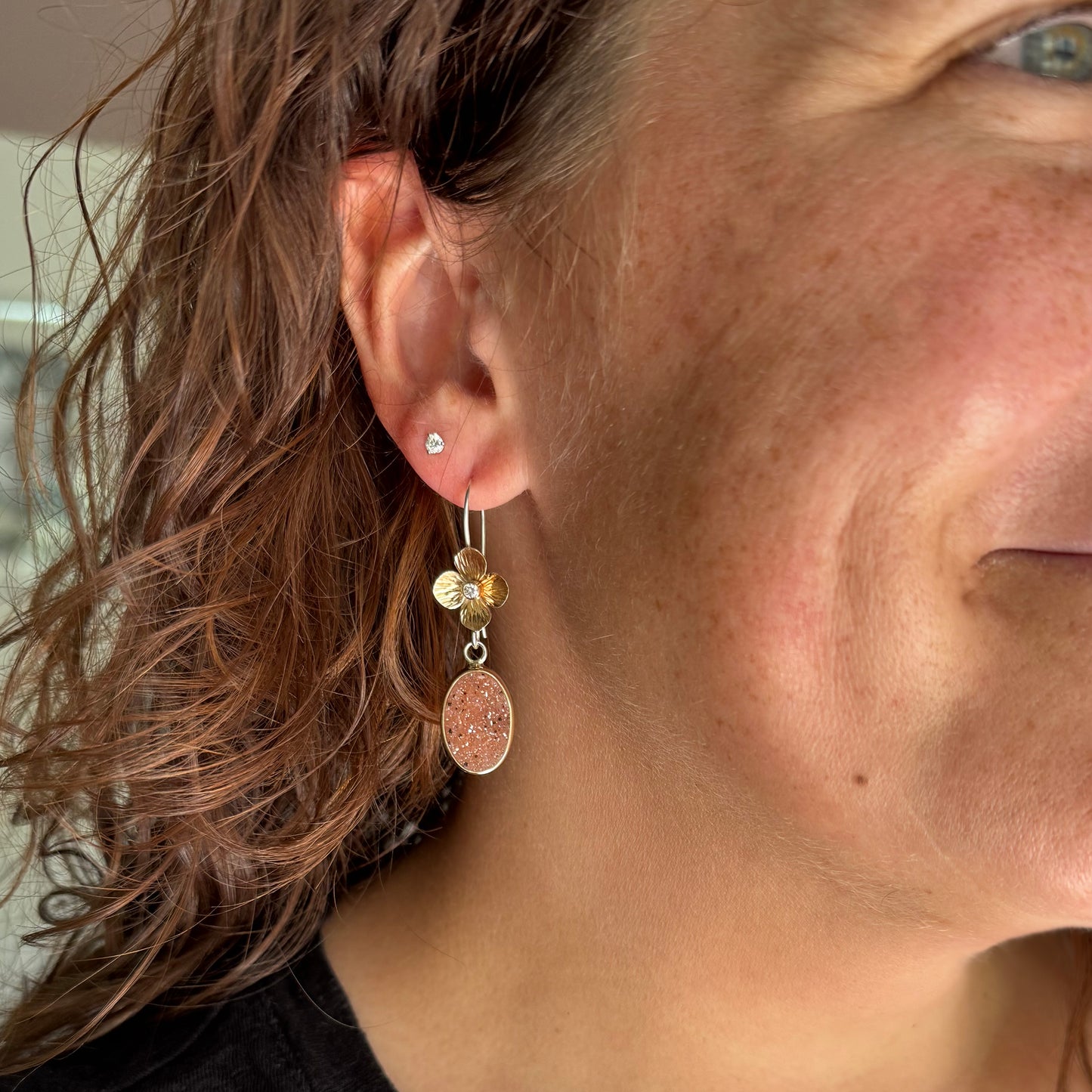 Pink Druzy Meadow Earrings