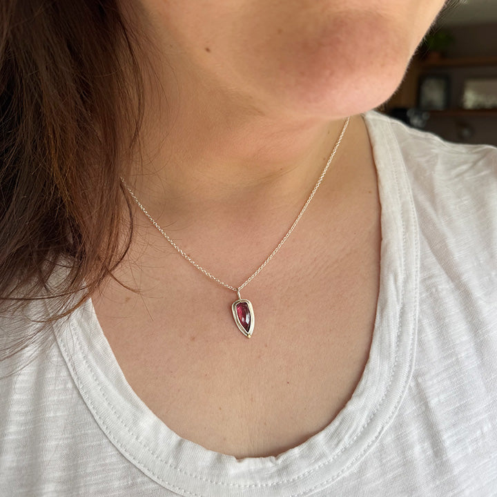 Pink Tourmaline Aura Necklace