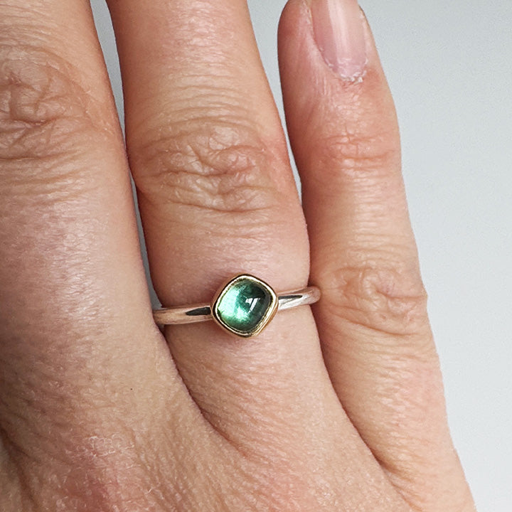 Teal Green Tourmaline Ring