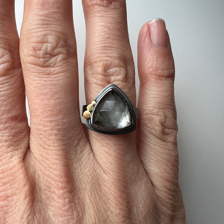 Tahitian and Quartz Aura Ring