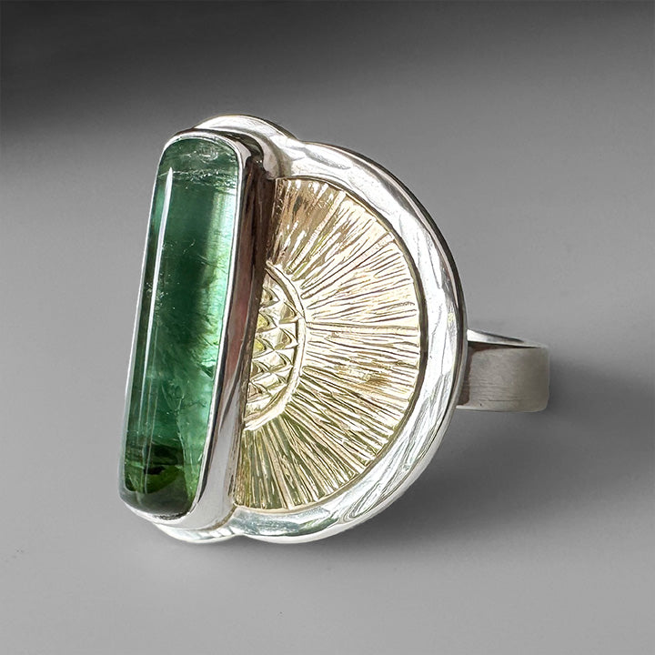 Green Tourmaline Meadow Ring