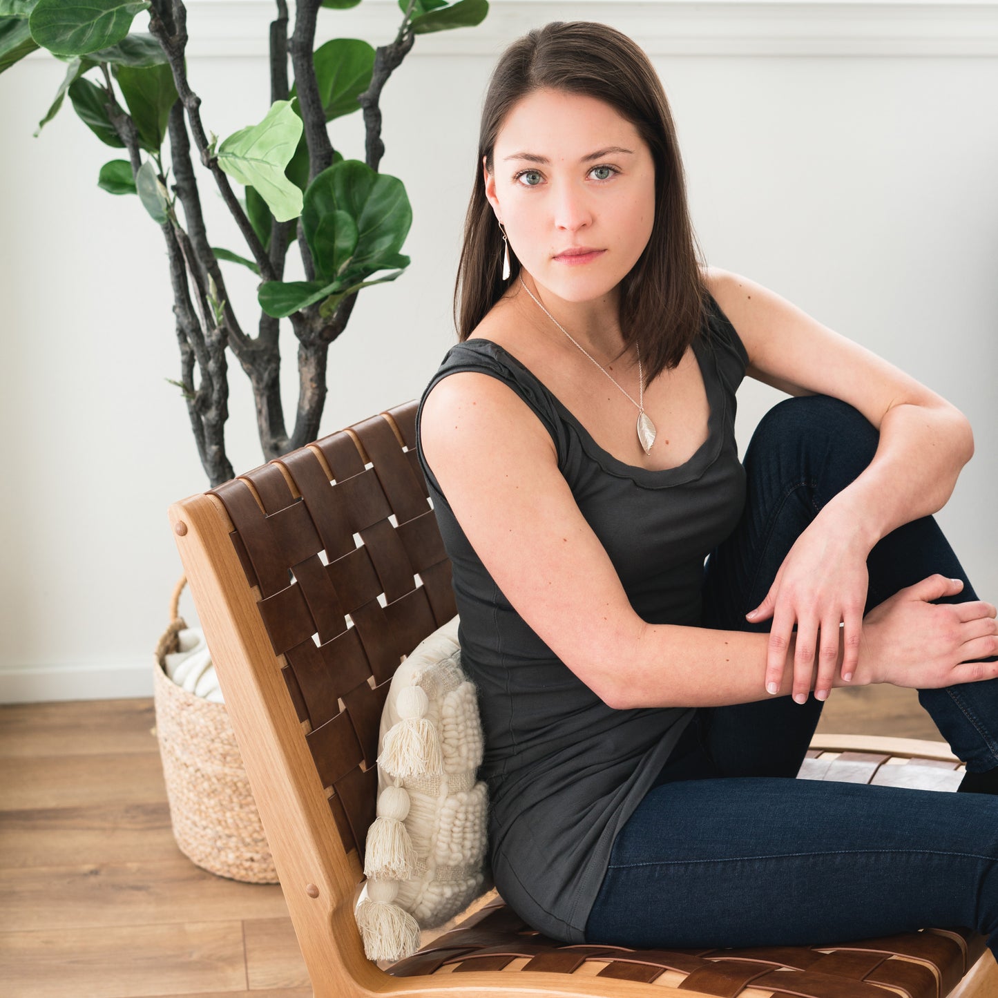 woman wearing handmade silver jewelry