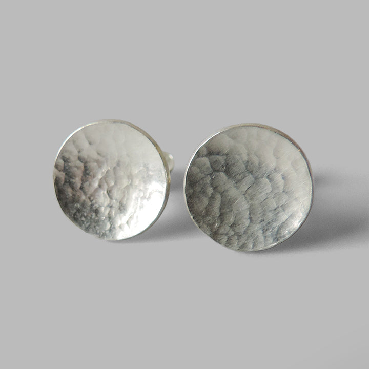 hammered round silver disc posts