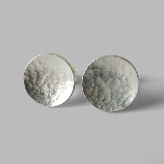 hammered round silver disc posts