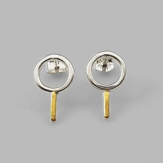 silver hoop posts with gold bar