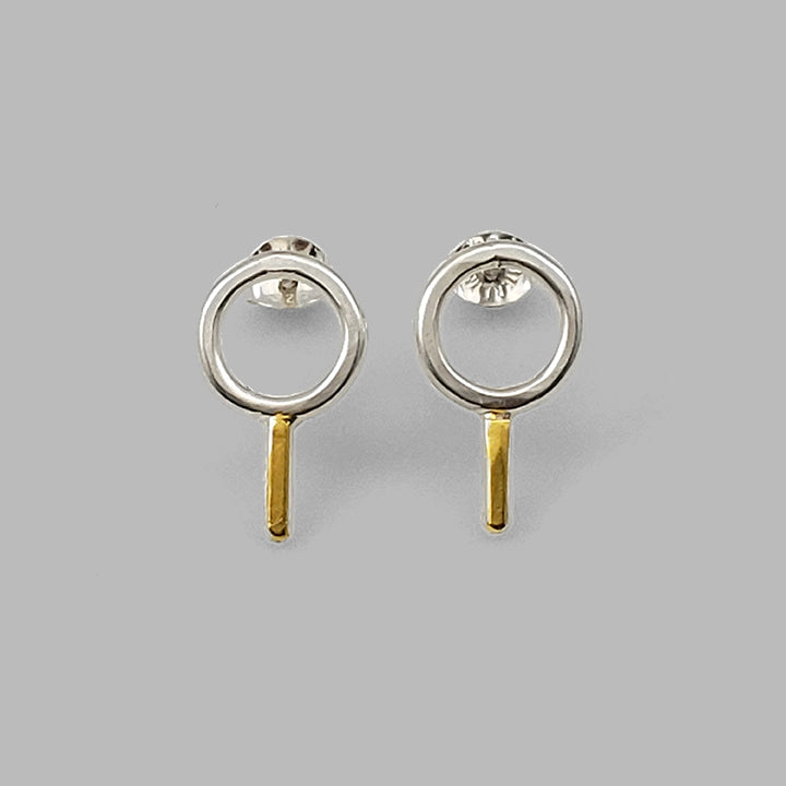 silver hoop posts with gold bar