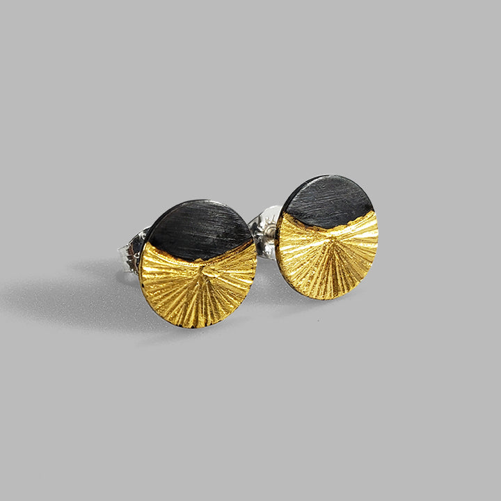 round oxidized silver and gold posts
