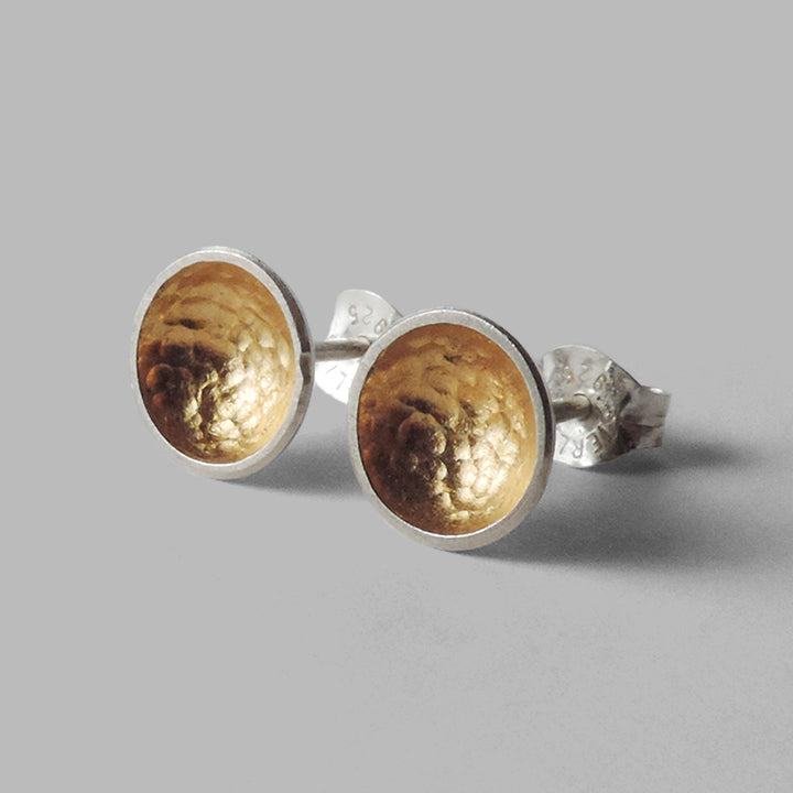 silver hammered cups with gold inside cup posts