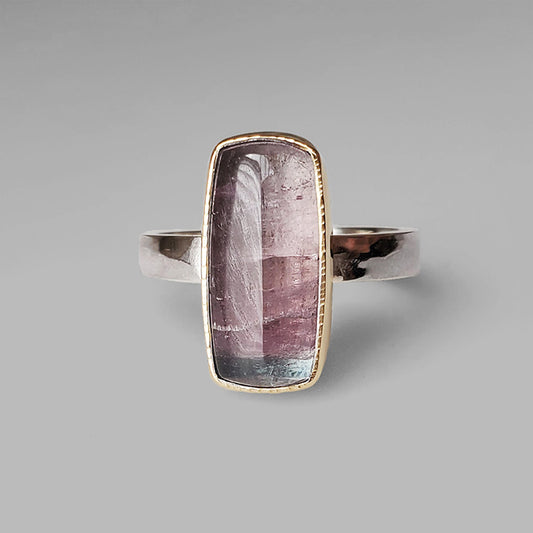 Bi-Colored Pink and Teal Tourmaline Ring