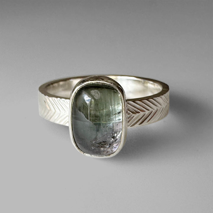 Bi Colored Purple and Soft Teal Tourmaline Ring