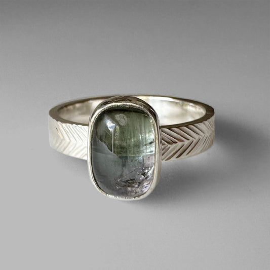 Bi Colored Purple and Soft Teal Tourmaline Ring