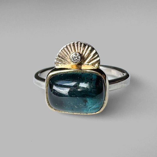 Indigo Touramline Guppy Ring