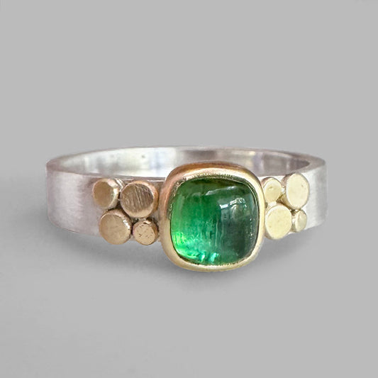 Bright Green Tourmaline Aura Ring