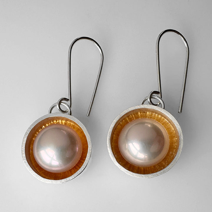 Cora Earrings with Peach Pearls
