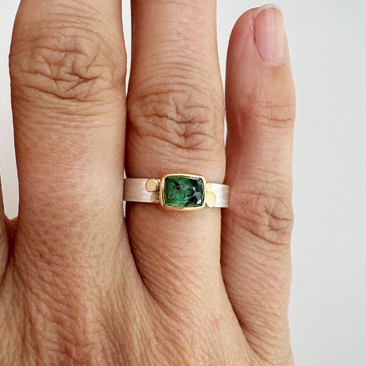 Forest Green Tourmaline Aura Ring