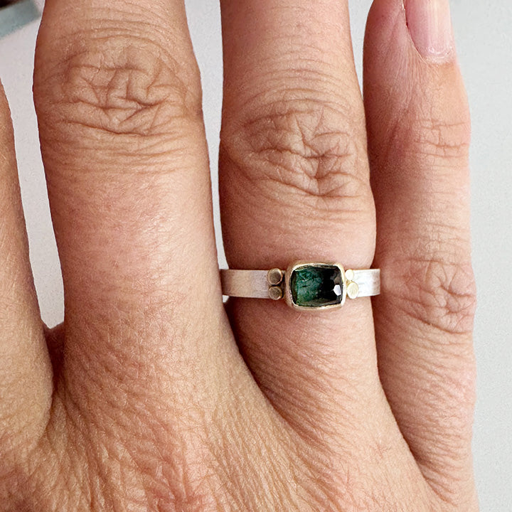 Deep Green Tourmaline Aura Ring