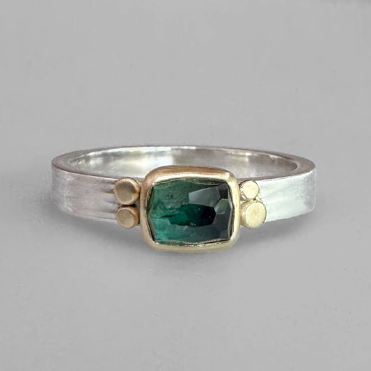 Deep Green Tourmaline Aura Ring