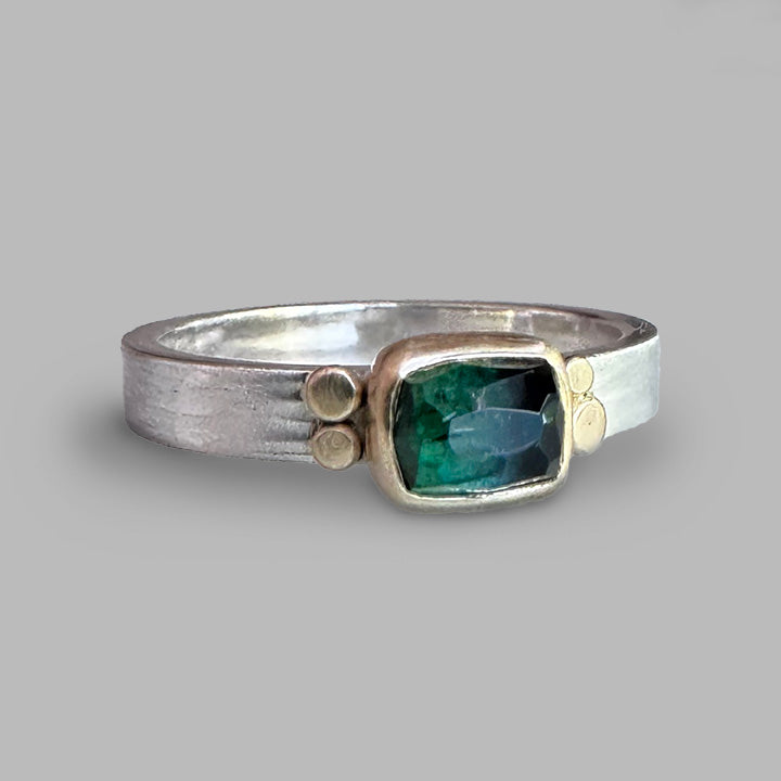 Deep Green Tourmaline Aura Ring