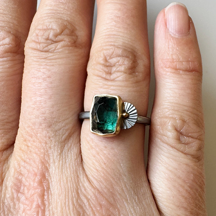 Deep Green Tourmaline Guppy Ring
