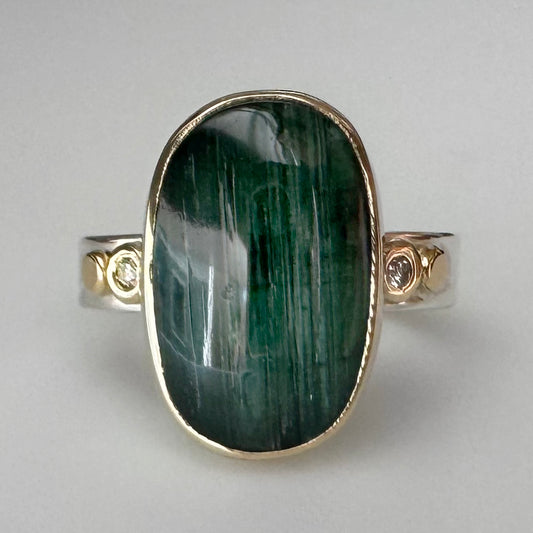 Green Tourmaline Aura Ring