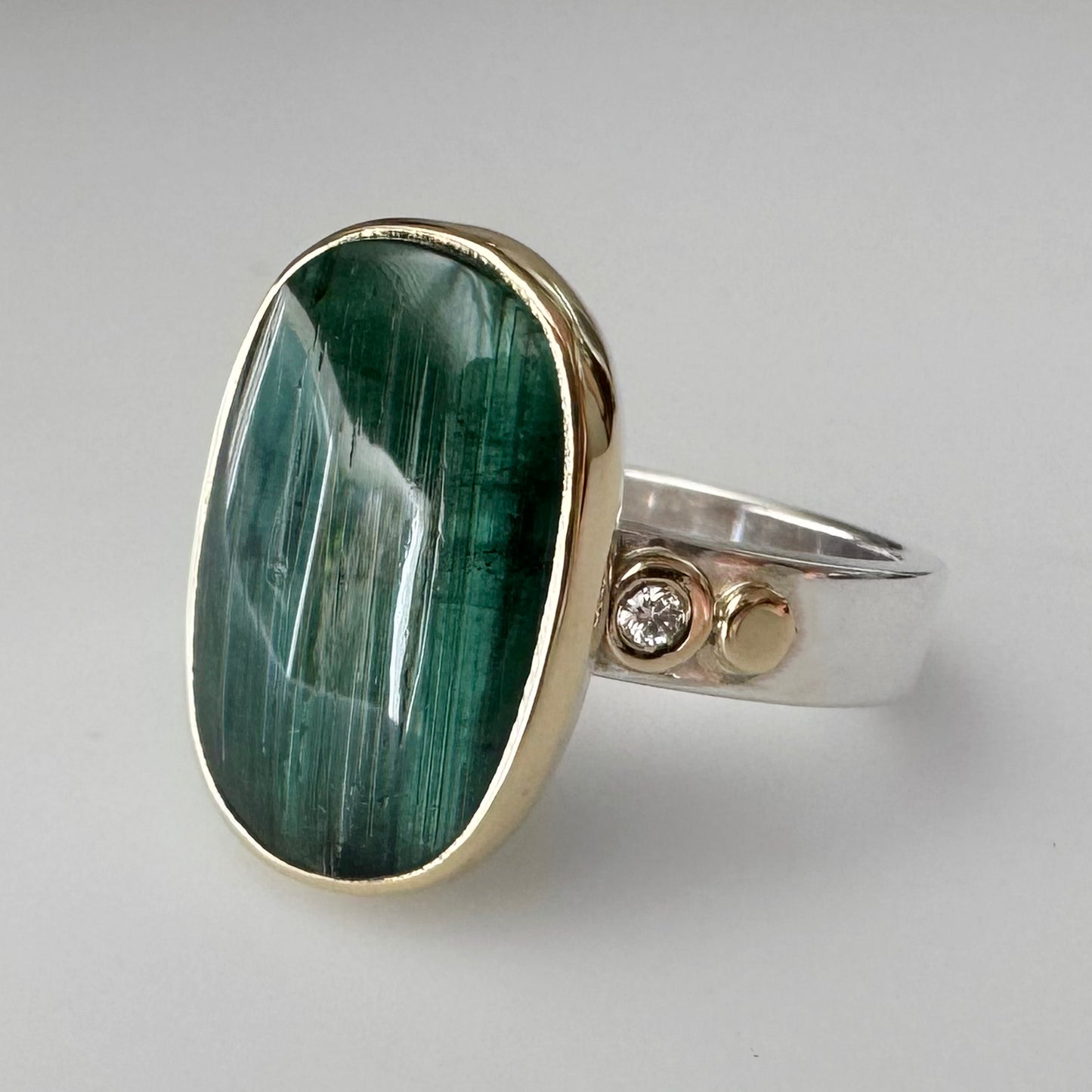 Green Tourmaline Aura Ring