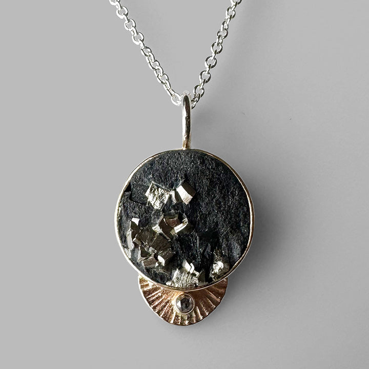 Pyrite in Slate Guppy Necklace