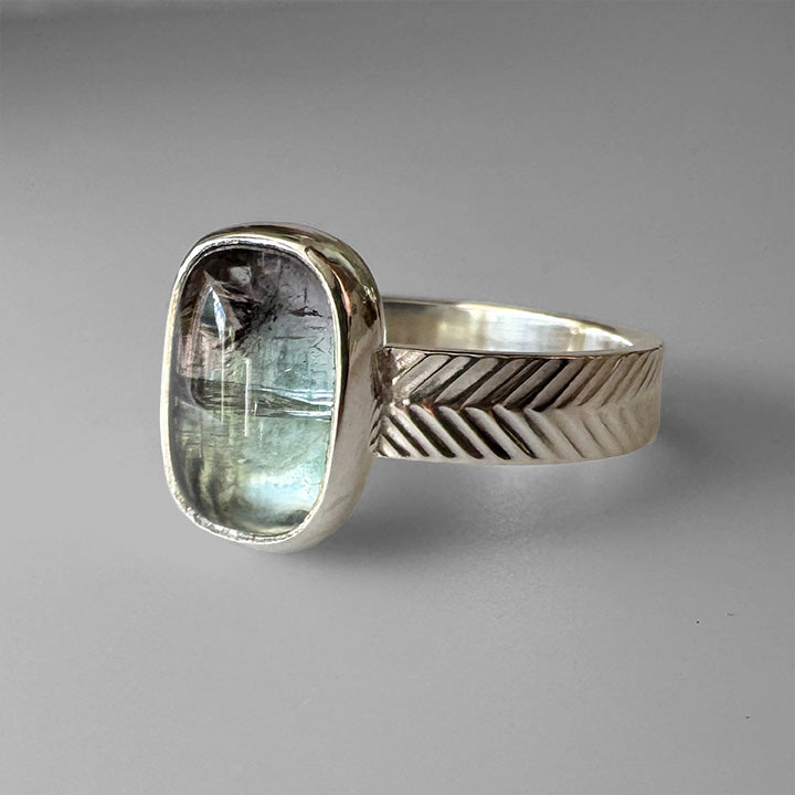 Bi Colored Purple and Soft Teal Tourmaline Ring
