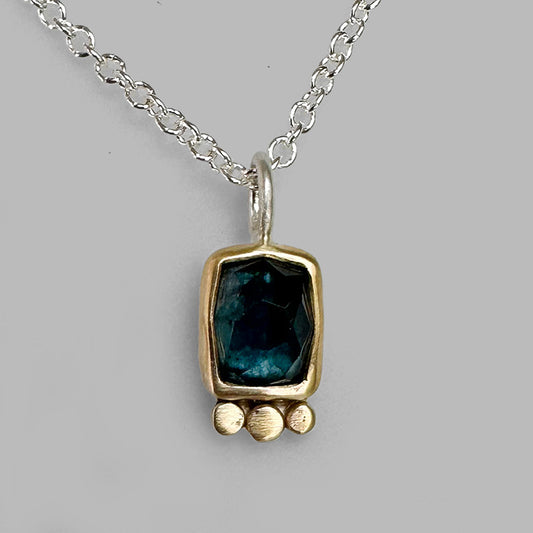 Indigo Blue Tourmaline Aura Necklace