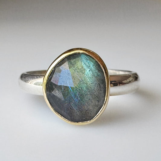 Blue Green Labradorite Ring