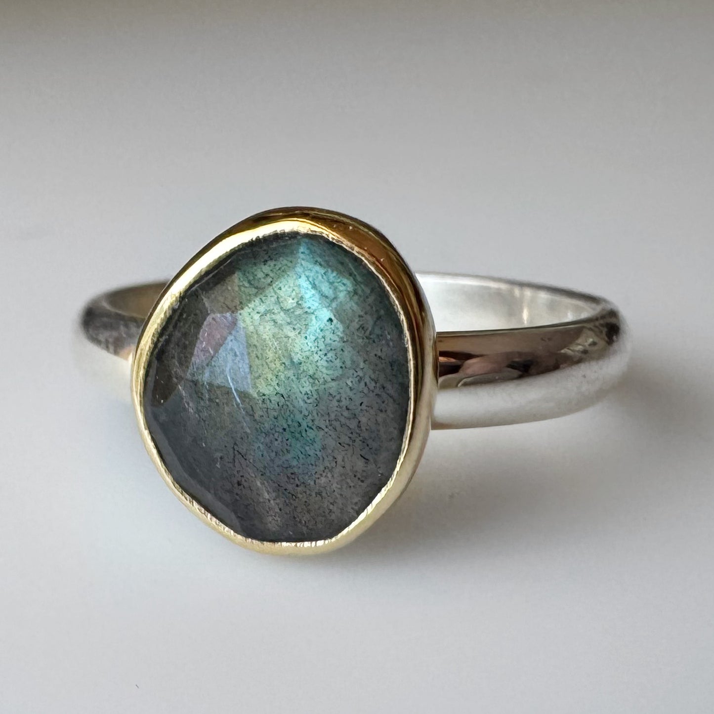 Blue Green Labradorite Ring