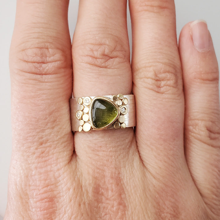 Bright Green Tourmaline Aura Ring