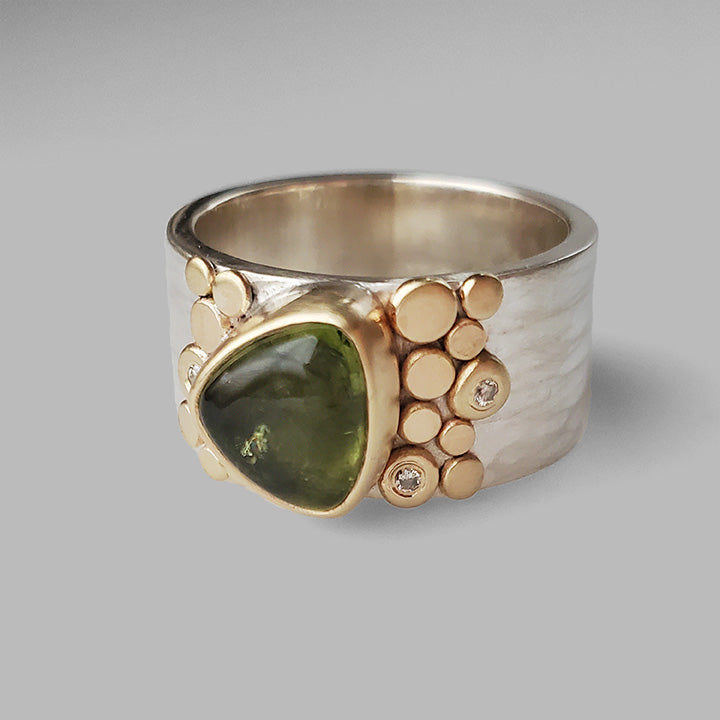 Bright Green Tourmaline Aura Ring