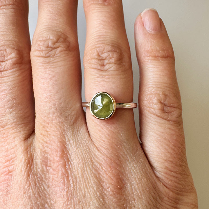 Lime Green Sapphire Ring