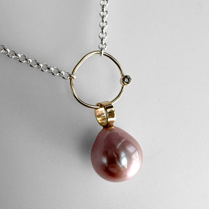 Luna Choker with Purple Pearl and Champagne Diamond