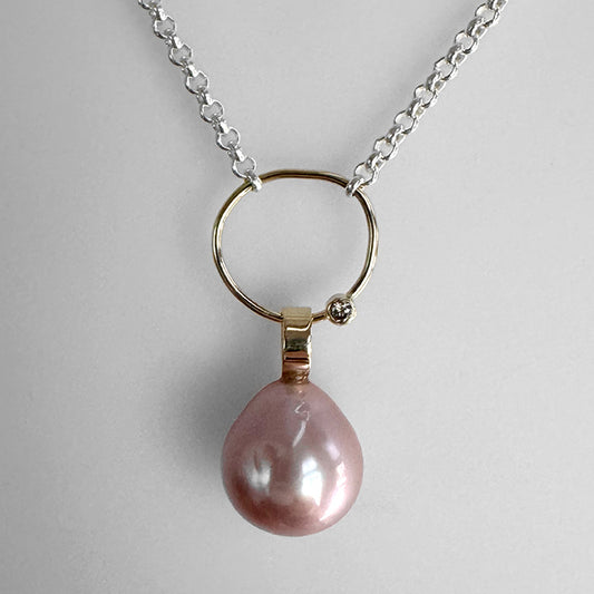 Luna Choker with Purple Pearl and Champagne Diamond
