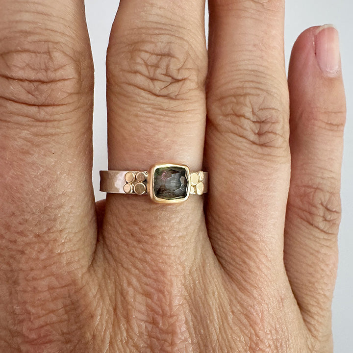 Greyish Pink Tourmaline Aura Ring