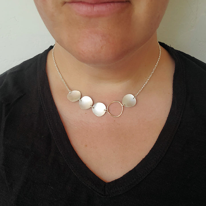 handmade silver and gold organic link necklace