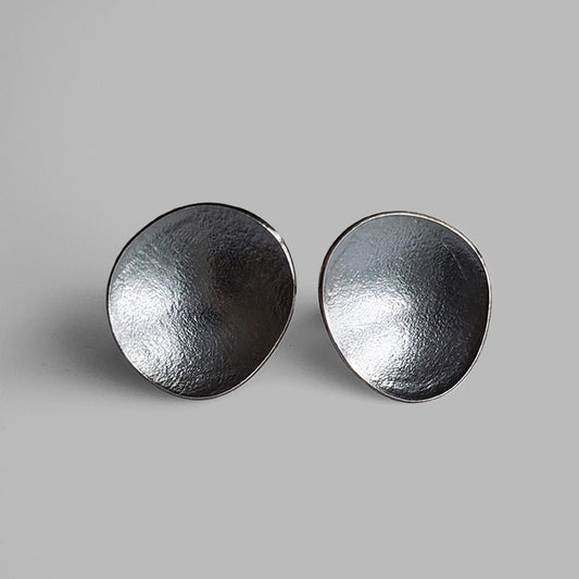 handmade oxidized silver organic stud earrings