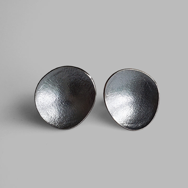 handmade oxidized silver organic stud earrings