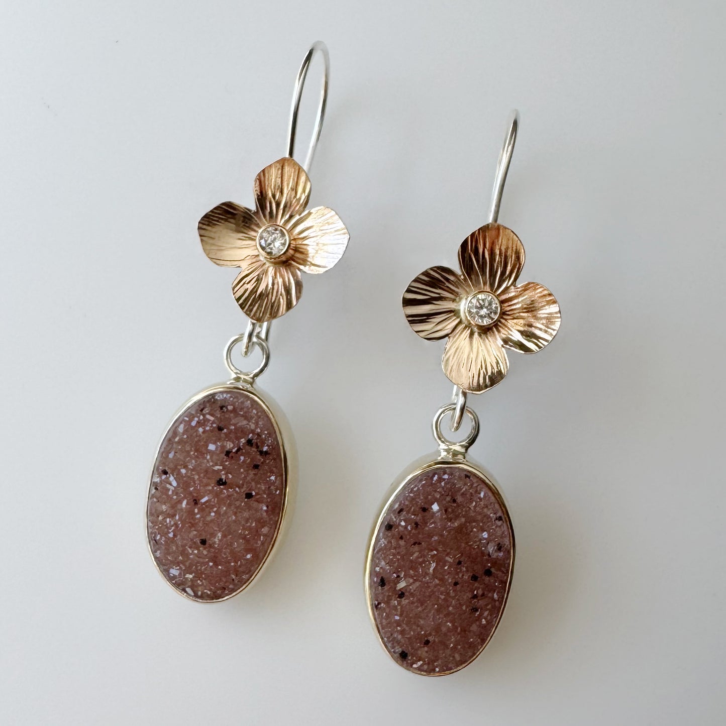Pink Druzy Meadow Earrings