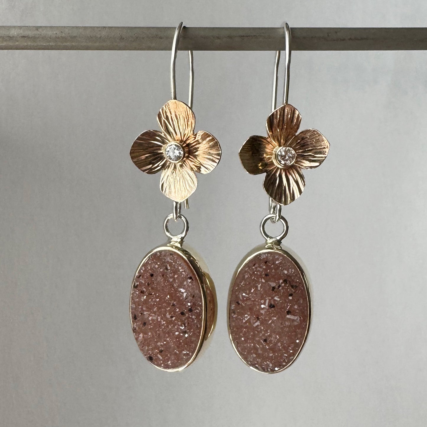 Pink Druzy Meadow Earrings