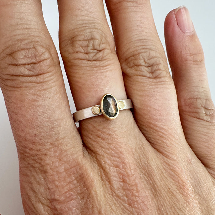 Pink Labradorite Aura Ring