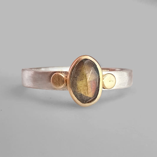 Pink Labradorite Aura Ring